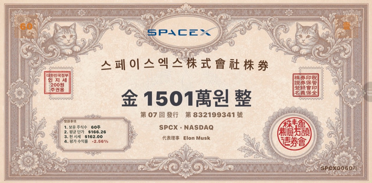 주식 증권 금고에서 보관하는 종이 주권 예시